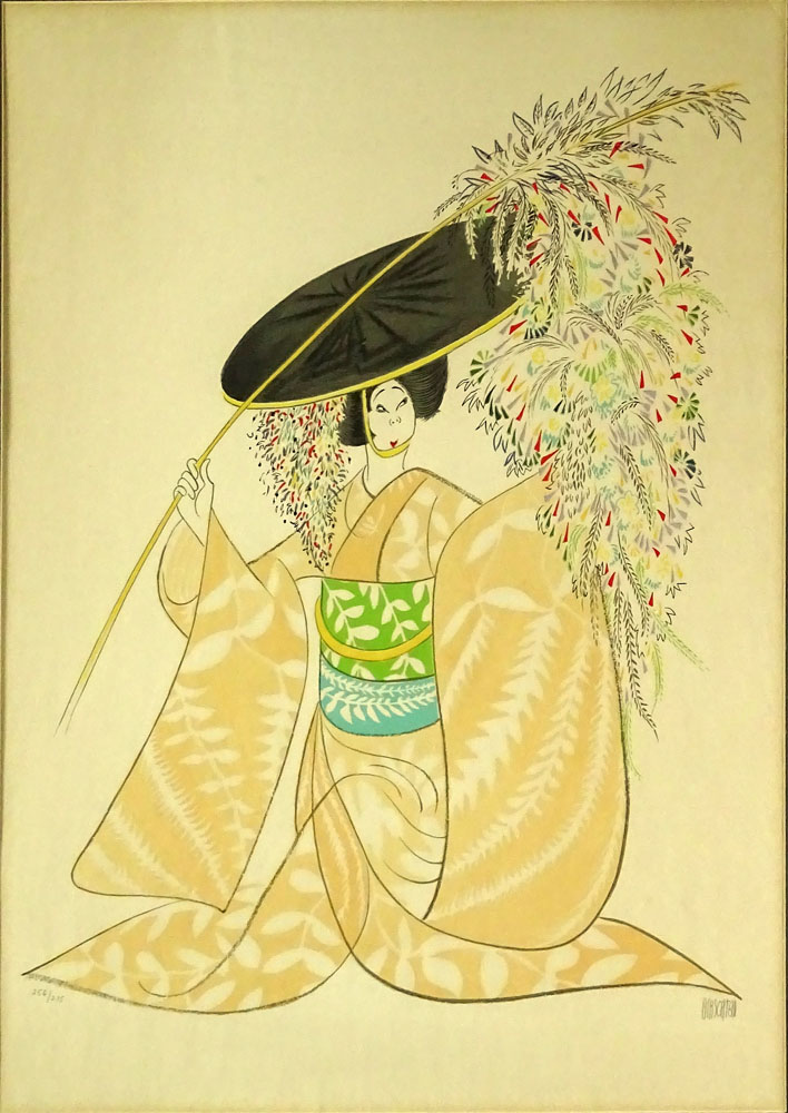 Albert Hirschfeld, American (1903-2003) Color Lithograph "Kabuki Theater, Fuji" Pencil Signed Lower Right, Numbered Lower Left 256/275