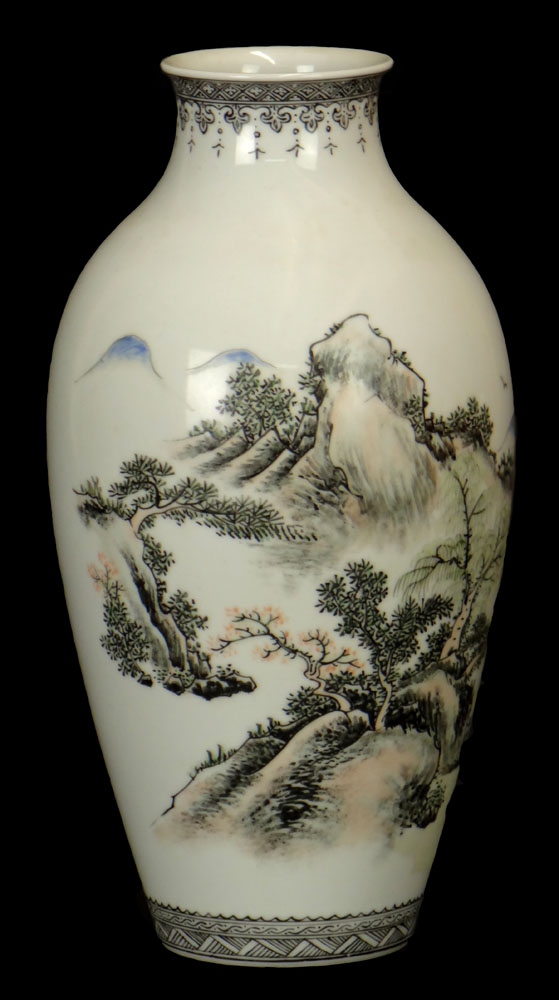 Chinese Enamel Decorated Vase with Calligraphy Poem