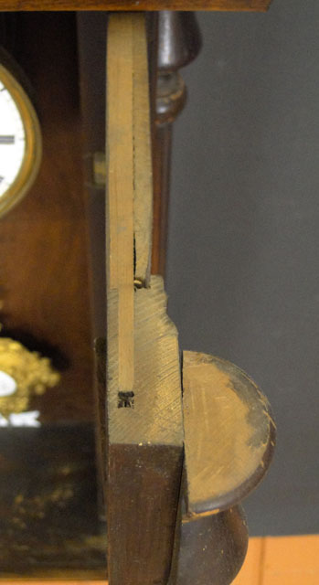 19th Century Vienna Regulator Rosewood Wall Clock with Porcelain Dial and Ornate Gilt Metal Pendulum