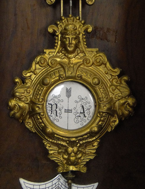 19th Century Vienna Regulator Rosewood Wall Clock with Porcelain Dial and Ornate Gilt Metal Pendulum
