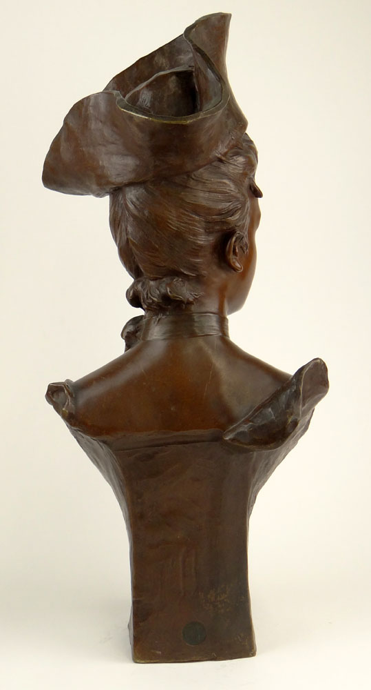 George van der Straeten, Belgian (1856-1941) Bronze Sculpture 'Woman with Tricorner Hat"