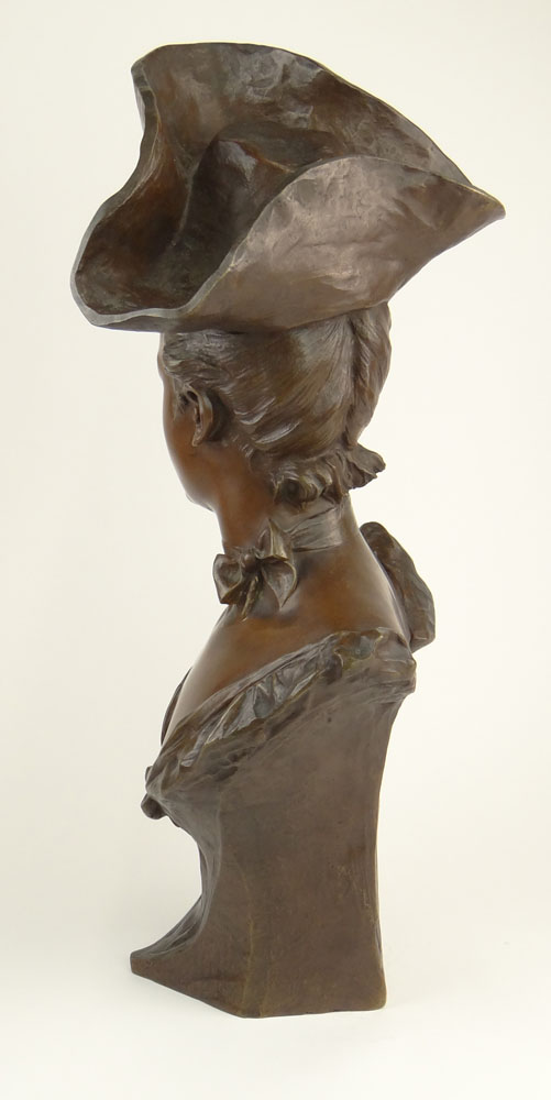 George van der Straeten, Belgian (1856-1941) Bronze Sculpture 'Woman with Tricorner Hat"