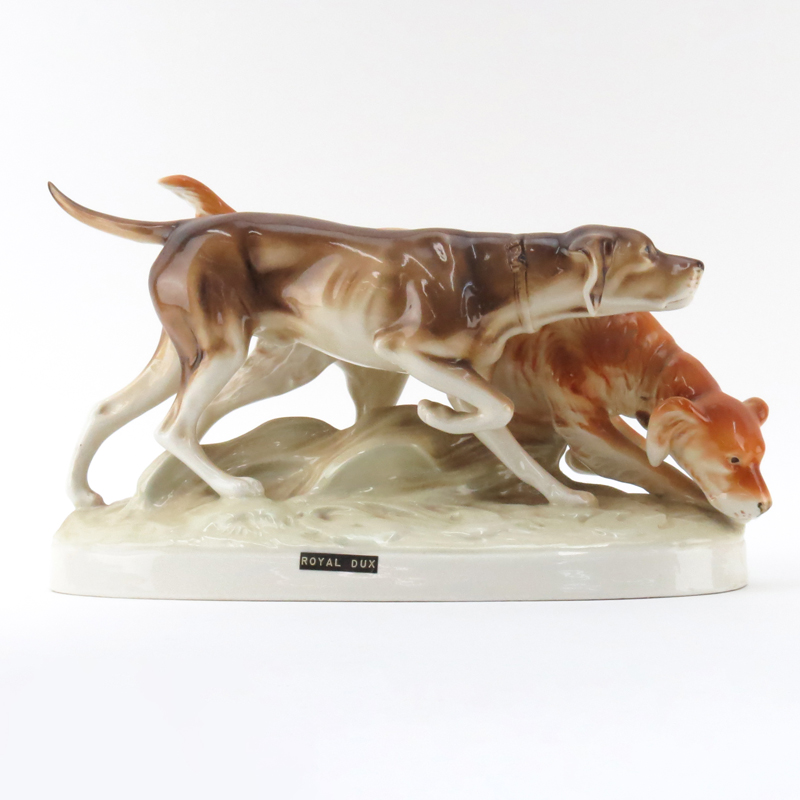 Royal Dux Porcelain Dog Group "Hunting Dogs"