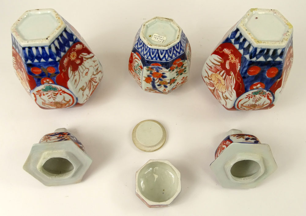 Lot of Three (3) Japanese Imari Porcelain Lidded Jars