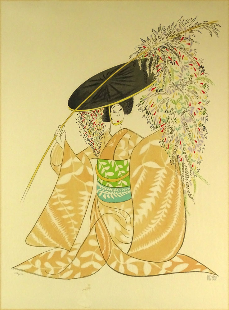 Albert Hirschfeld, American (1903-2003) Color Lithograph "Kabuki Theater, Fuji" Pencil Signed Lower Right, Numbered Lower Left 194/275