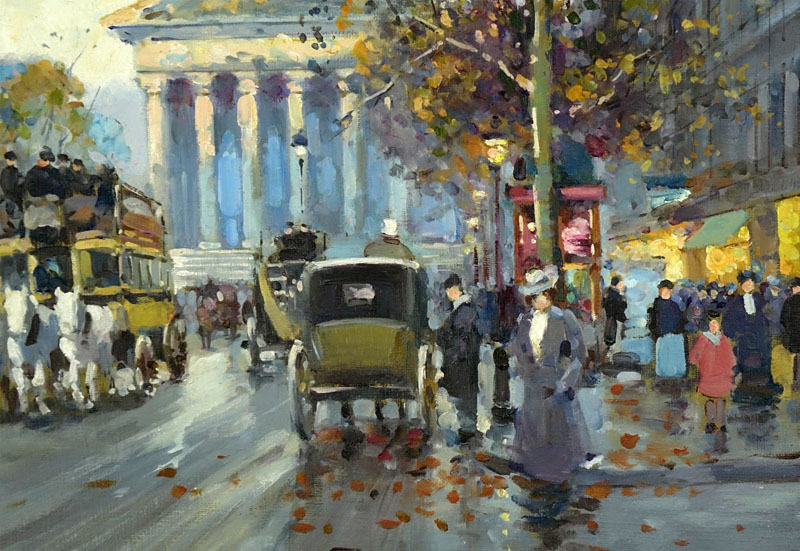 After: Edouard Léon Cortès, French (1882-1969) Oil on Canvas  "Paris Street". 