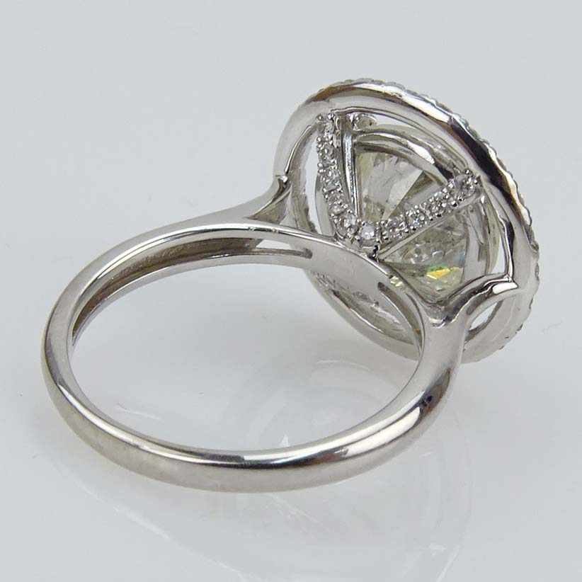 Approx. 4.27 Carat Round Brilliant Cut Diamond and 14 Karat White Gold Engagement Ring.