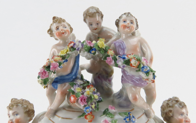 Meissen Style Porcelain Figural Clock.