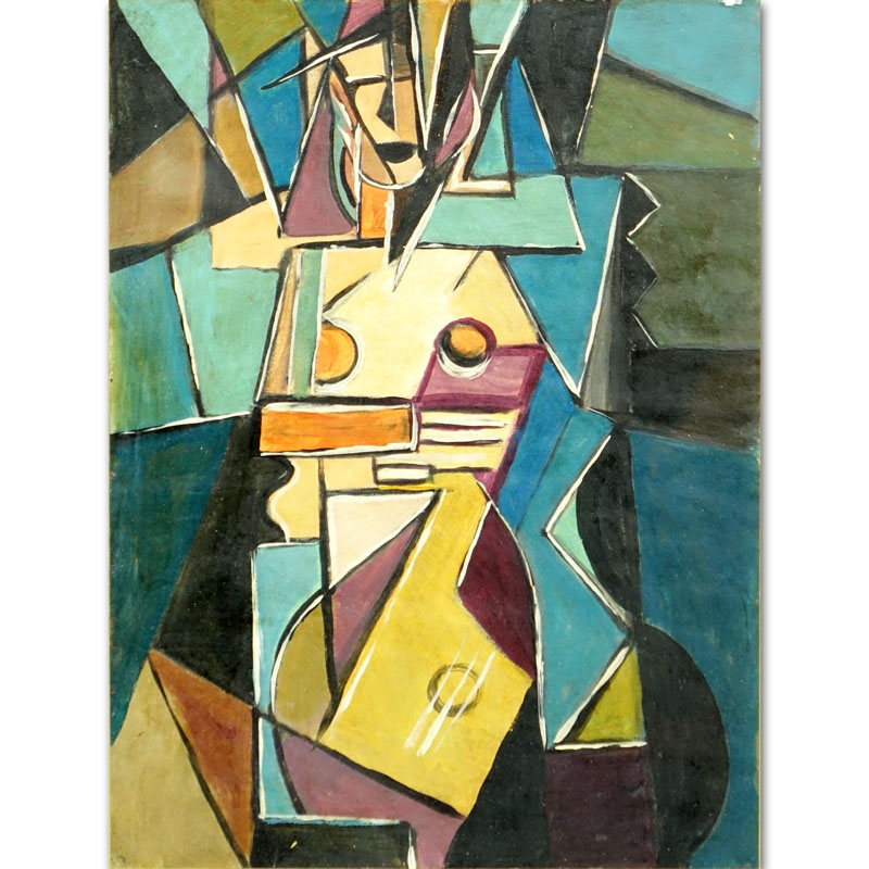 1930's Russian School Gouache On Paper "Cubist Composition".