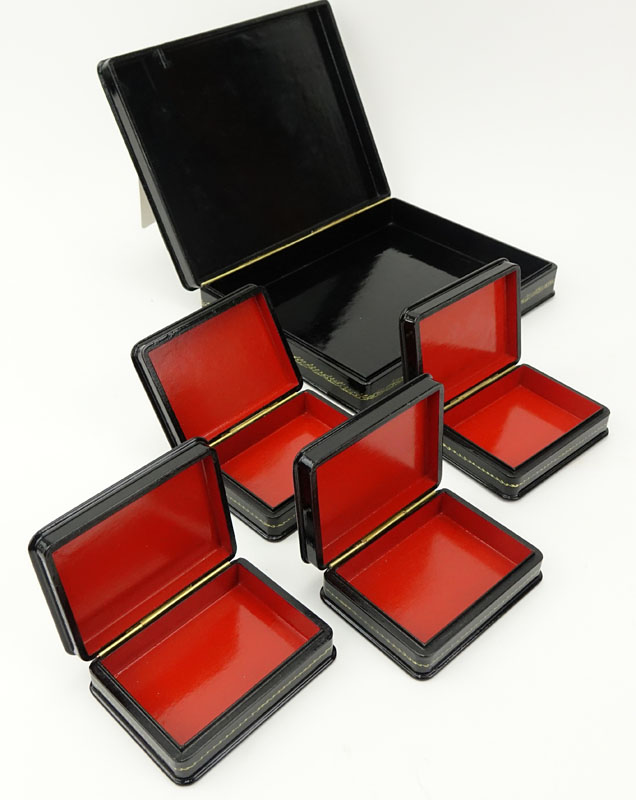 Collection of Five (5) Russian Black Lacquer Boxes.