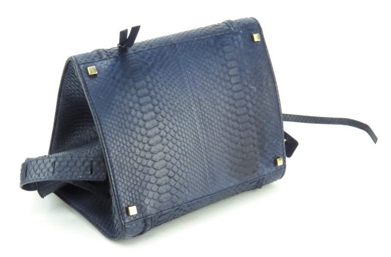 Celine Navy Blue Medium Luggage Phantom Handbag In Full Python.