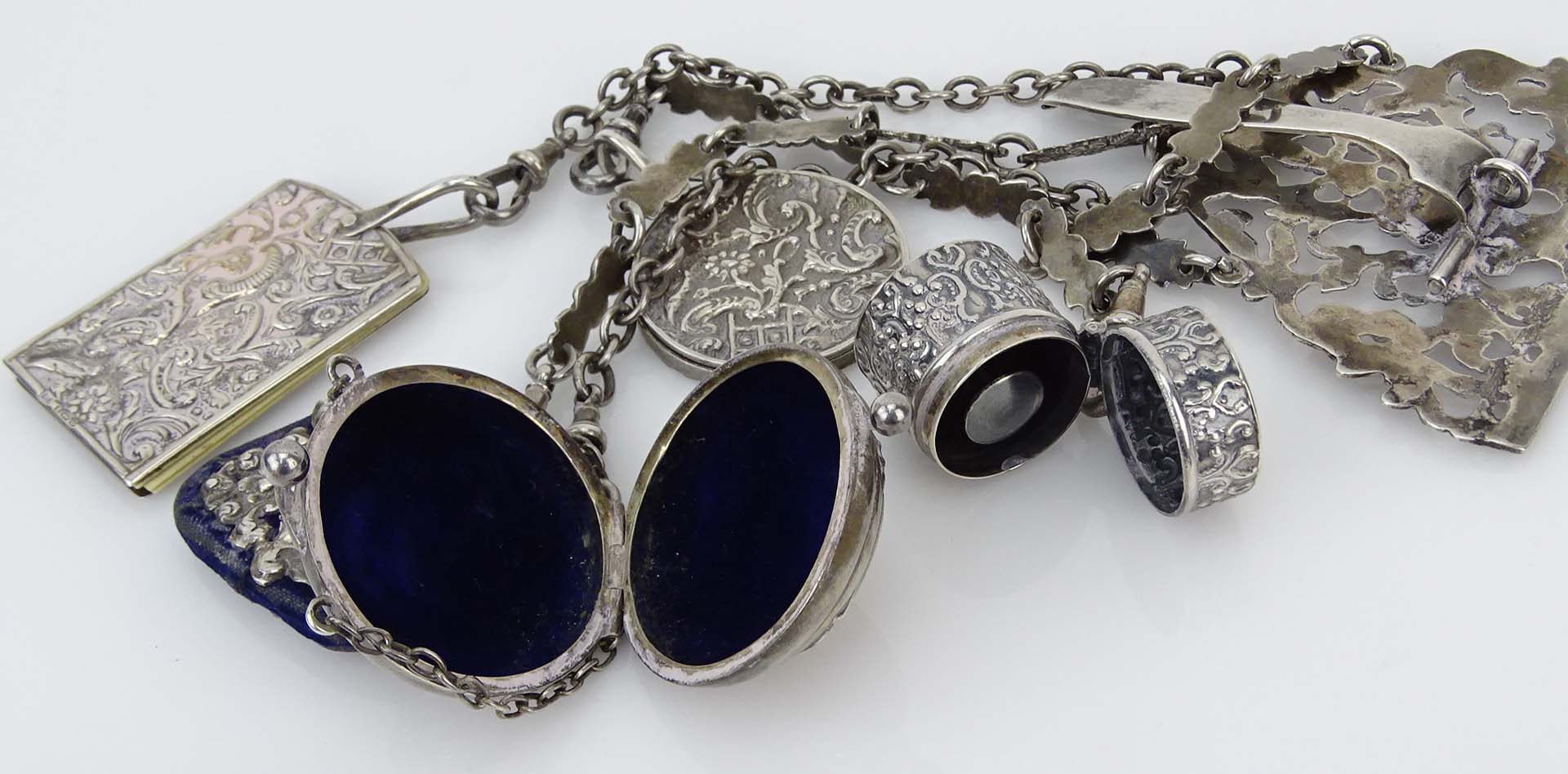 Antique Sterling Silver Chatelaine. Stamped 925.