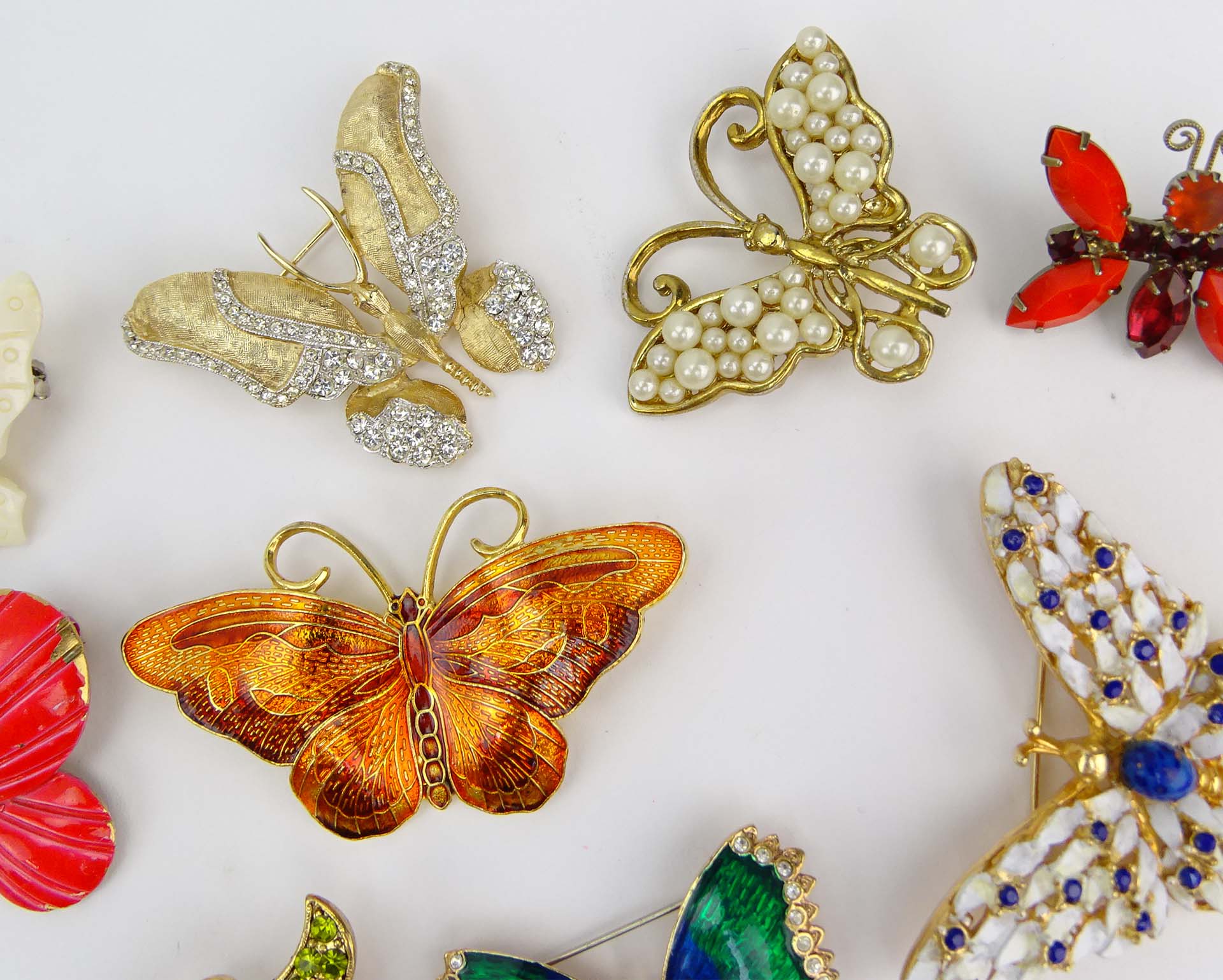 Collection of Seventeen (17) Fashion Butterfly Brooches variously with enamel and faux gem stones.