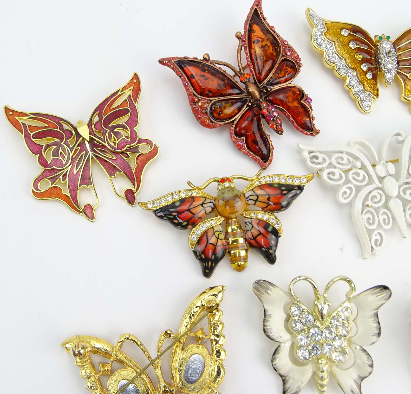 Collection of Fifteen (15) Fashion Butterfly Brooches variously with enamel and faux gem stones.