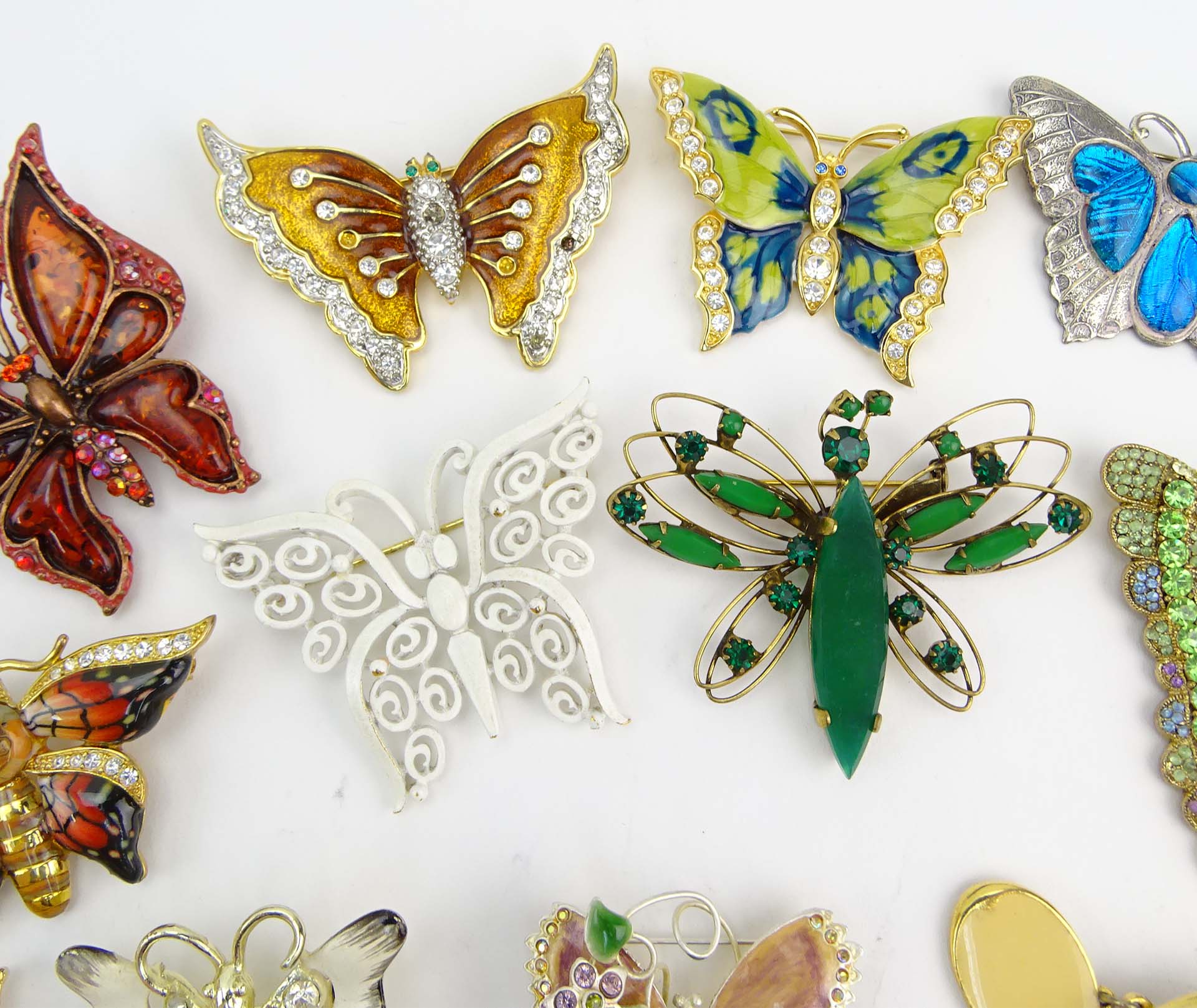 Collection of Fifteen (15) Fashion Butterfly Brooches variously with enamel and faux gem stones.