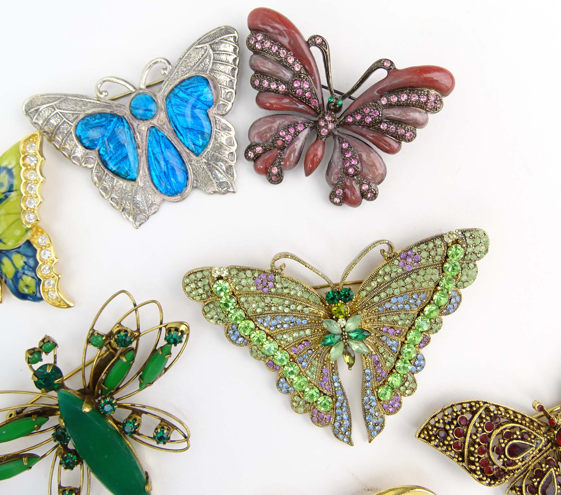 Collection of Fifteen (15) Fashion Butterfly Brooches variously with enamel and faux gem stones.