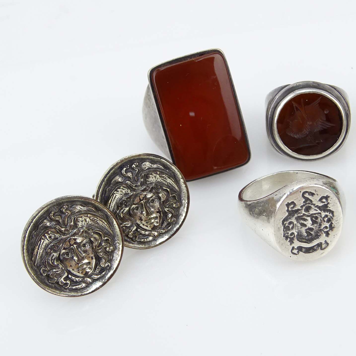 Collection of Sterling Silver Rings and Cufflinks.