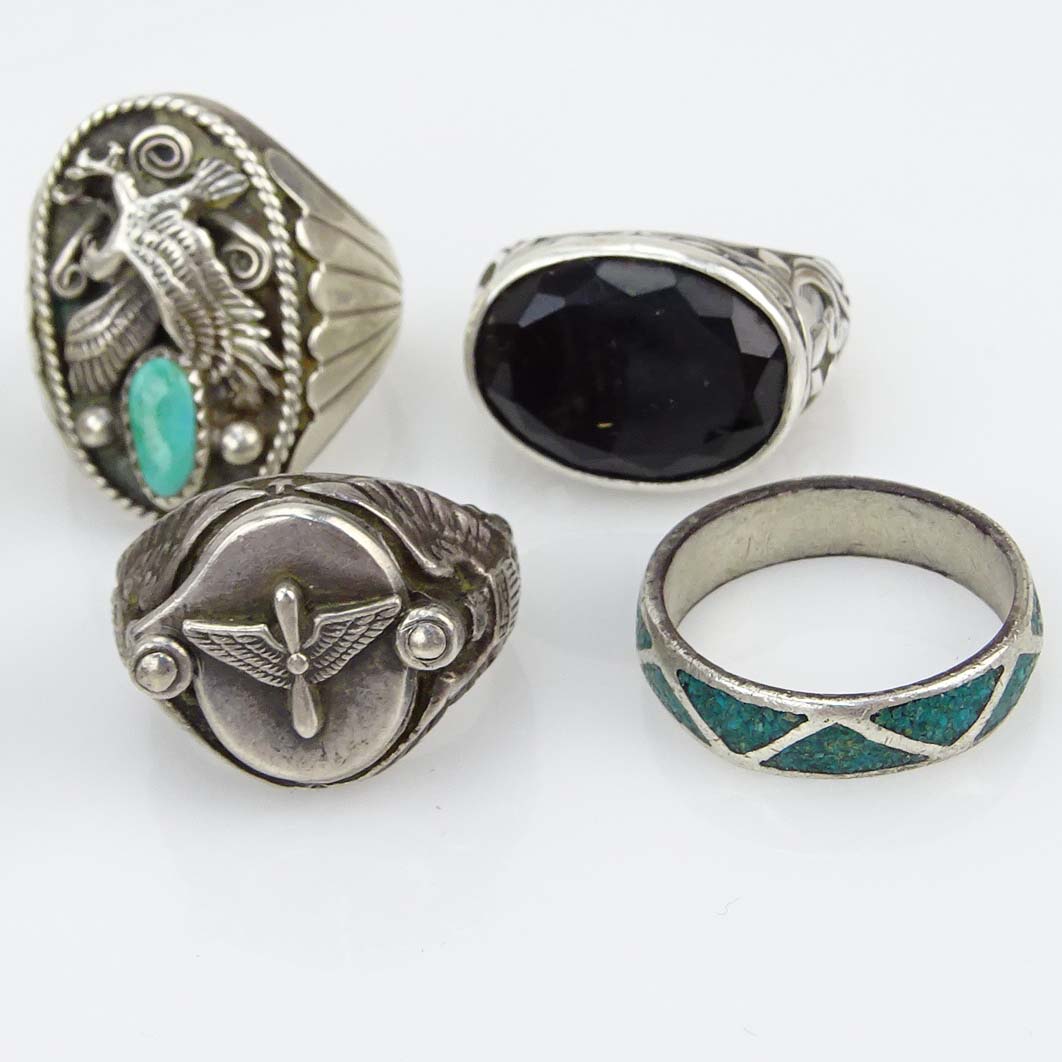 Collection of Sterling Silver Rings and Cufflinks.