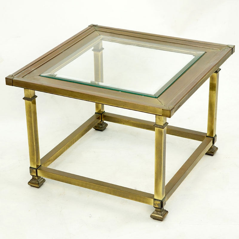 Mid 1980's Mastercraft Brass And Glass Occasional Table.