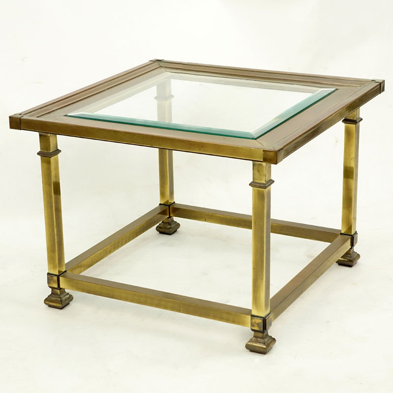 Mid 1980's Mastercraft Brass And Glass Occasional Table.