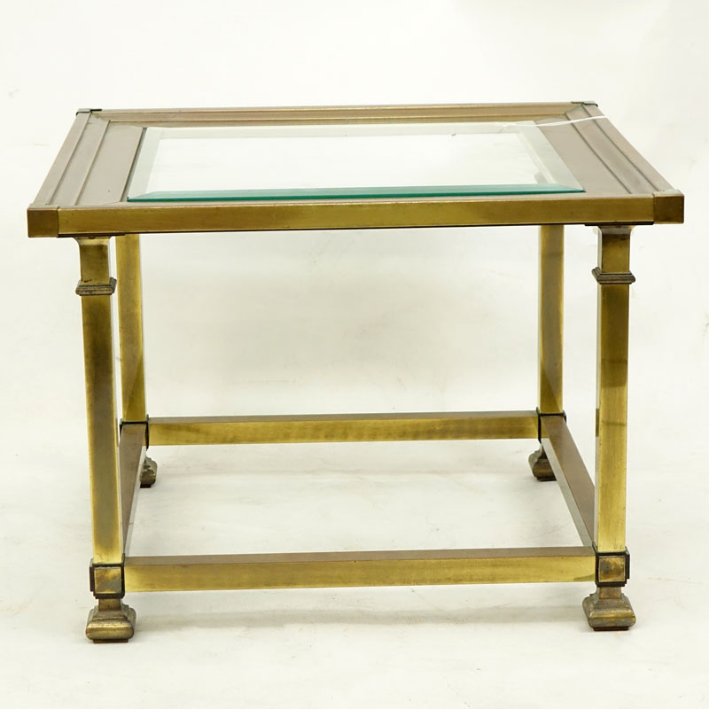 Mid 1980's Mastercraft Brass And Glass Occasional Table.