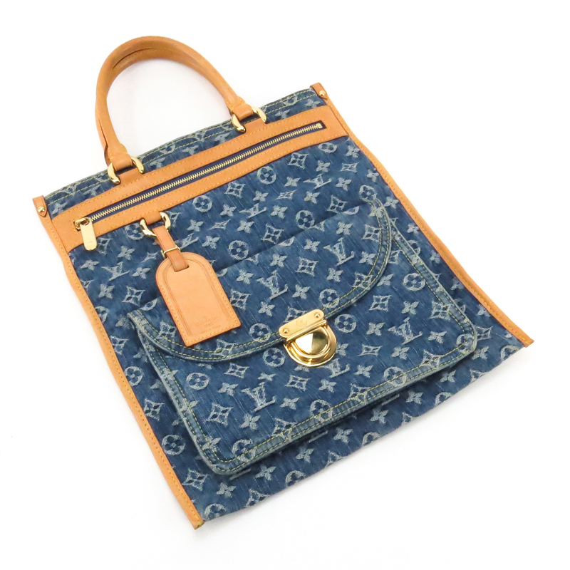 Louis Vuitton Blue Denim Monogram Sac Plat Bag.