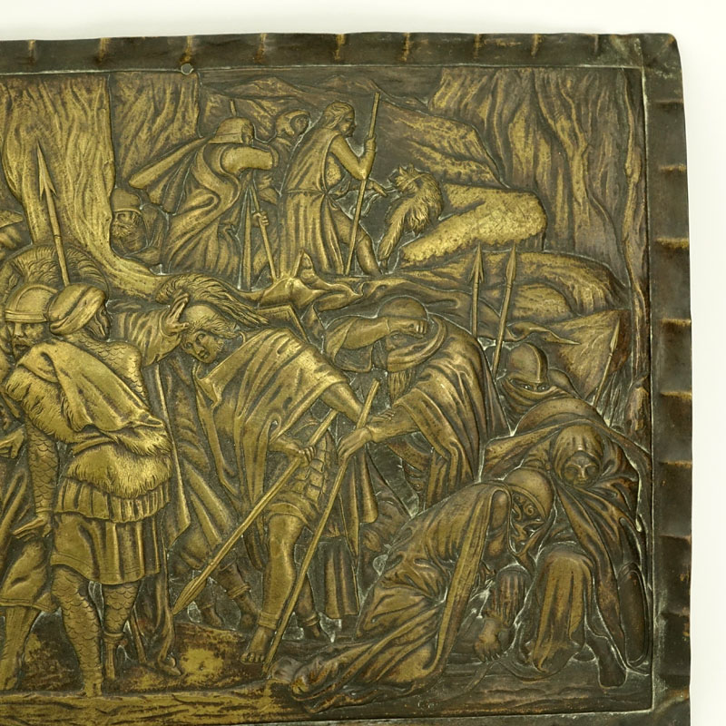 Antique Brass Relief Plaque "Roman Soldiers".