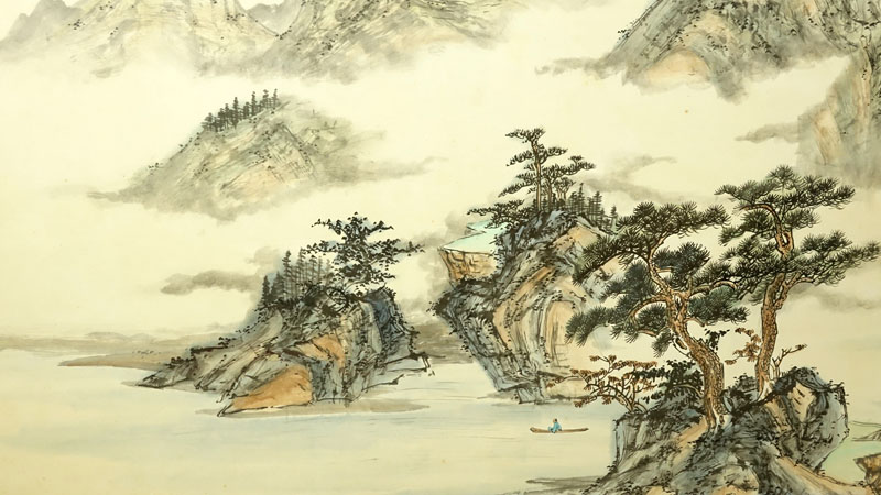 Large 20th Century Chinese Watercolor On Paper "Landscape".