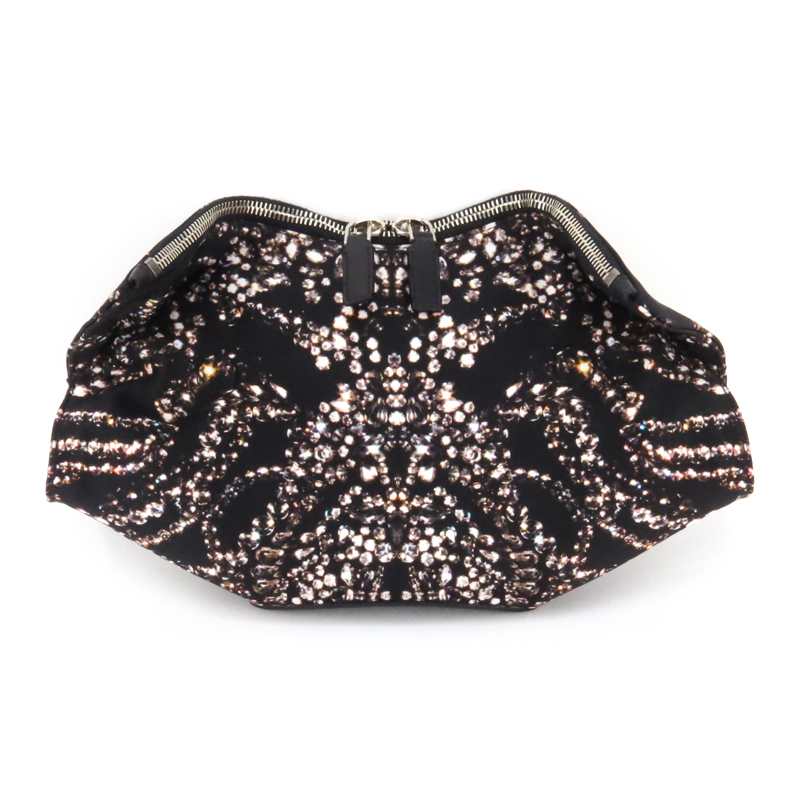 Alexander McQueen De-Manta Diamond Printed Satin Clutch Bag.