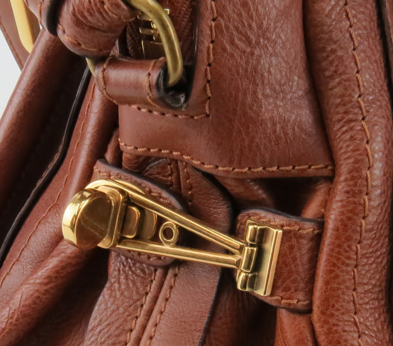 Chloé Brown Leather Paraty Satchel. Gold tone hardware.