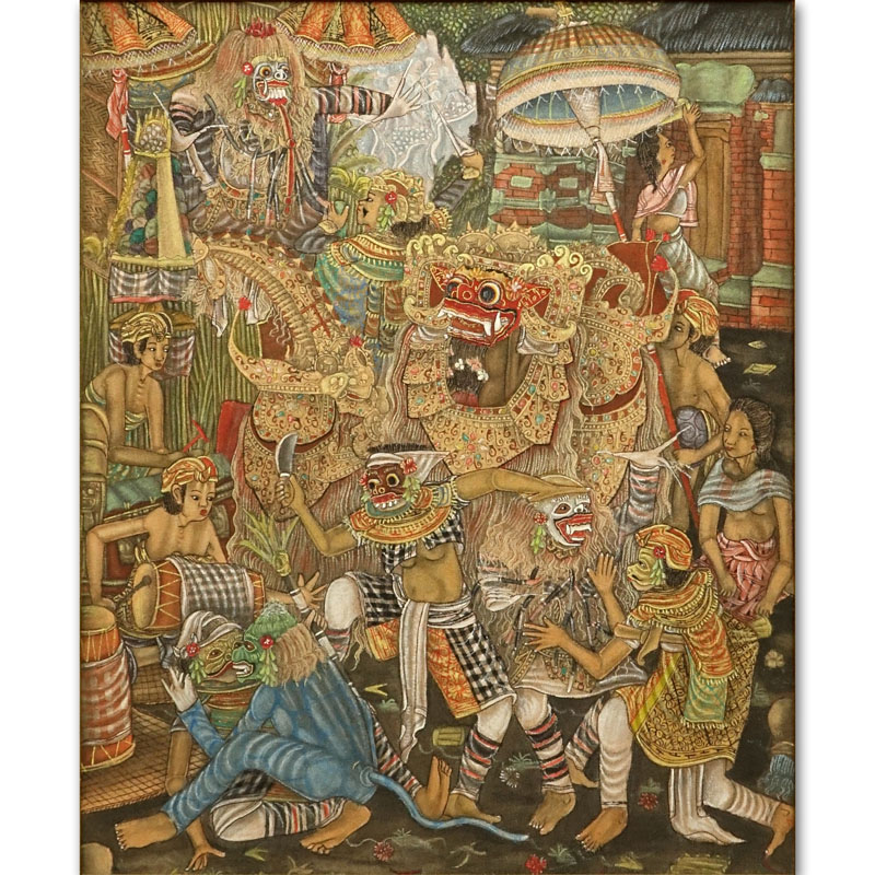 Thai/Burmese Ceremonial Scene Painting on Cloth.