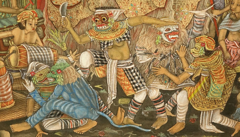 Thai/Burmese Ceremonial Scene Painting on Cloth.