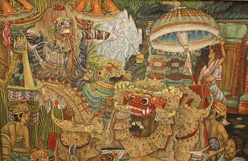 Thai/Burmese Ceremonial Scene Painting on Cloth.