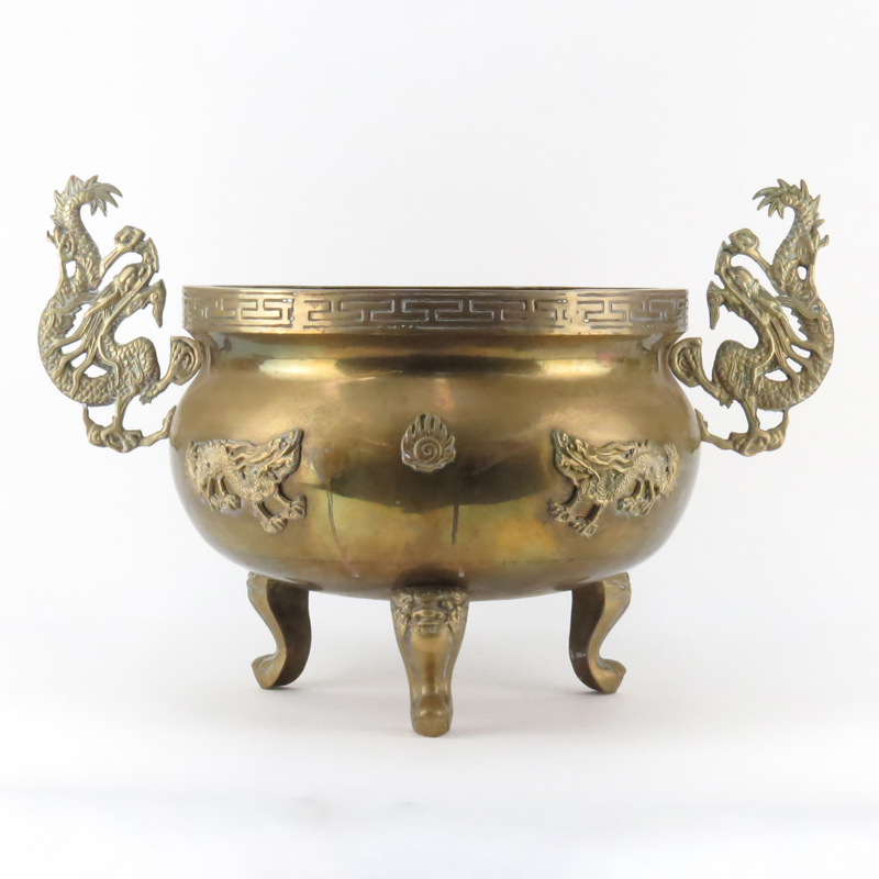 Vintage Chinese Brass Footed Censer/Jardiniere.