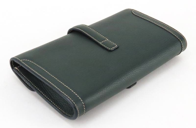 Stefano Brava Italian Dark Green Leather H Clutch.