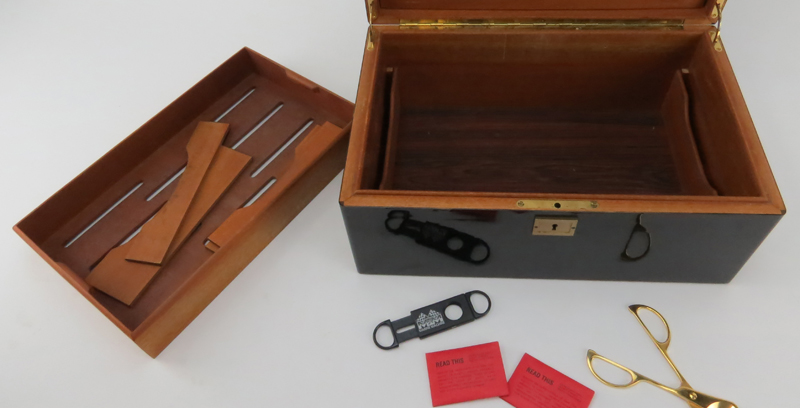 Davidoff Black Lacquered Wood and Brass Humidor.