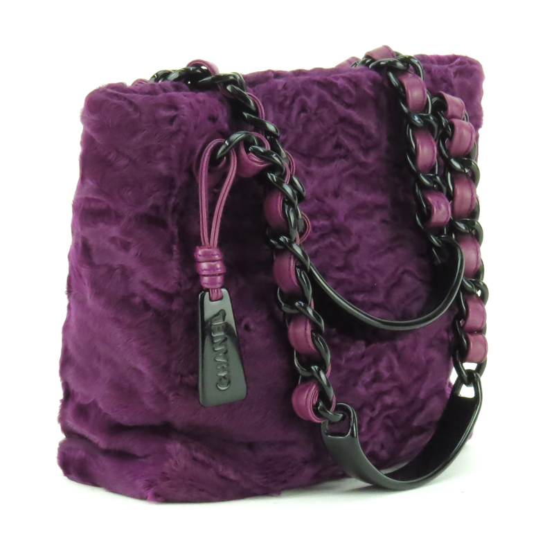 Chanel Purple Astrakhan Fur Small Tote.