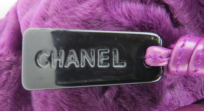 Chanel Purple Astrakhan Fur Small Tote.