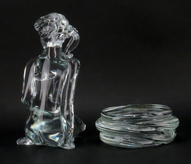 Loredano Rosin, Italian (1936-1991) Murano Glass Sculpture with Base , Seated Nude.