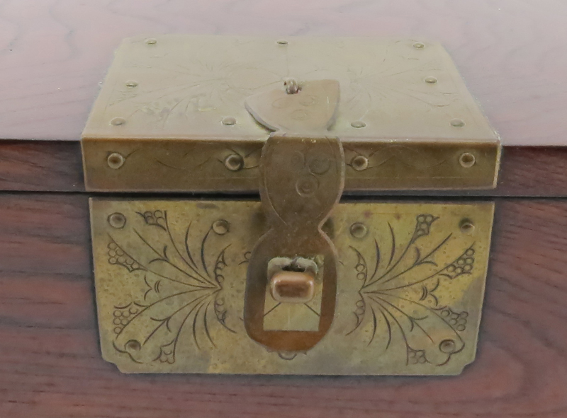 Chinese Ming Style Rosewood and Brass Mounted Box.