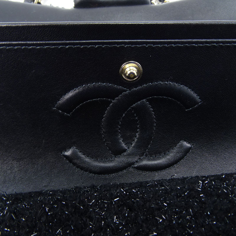 Chanel Charm-Embroidered Tweed Classic Double Flap Bag.