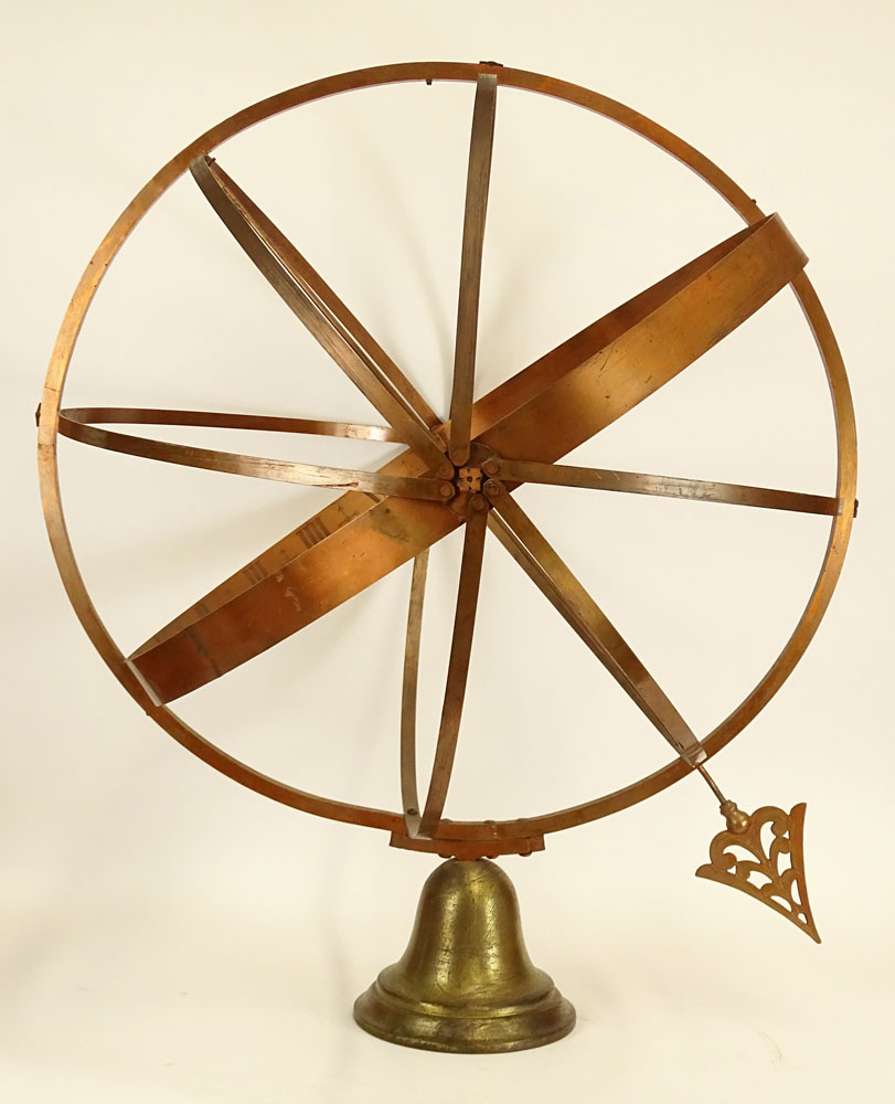 Large Vintage Seven (7) Ring Brass Sundial.