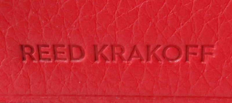 Reed Krakoff Red Leather Mini Tote Bag. Gray interior with pouch pockets.