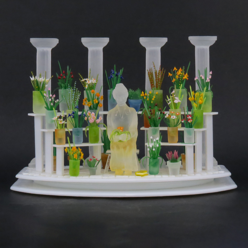 Emily Brock, American (b. 1945) Fused and Slumped Glass Sculpture "Flowers For Sale". 