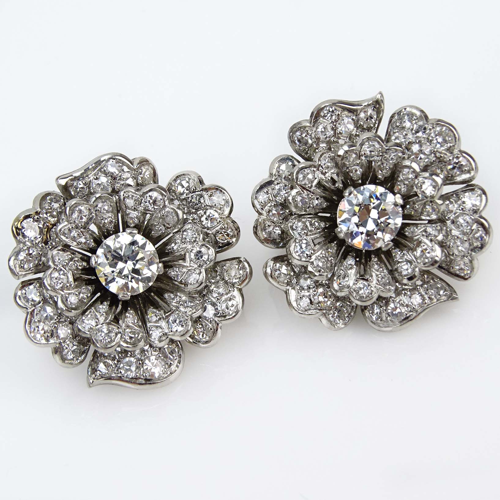 Vintage Bulgari Diamond and Platinum Clip Earrings.