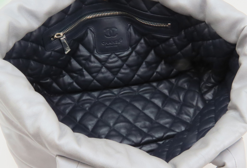 Chanel Metallic Silver-Tone Coco Cocoon Reversible Tote.