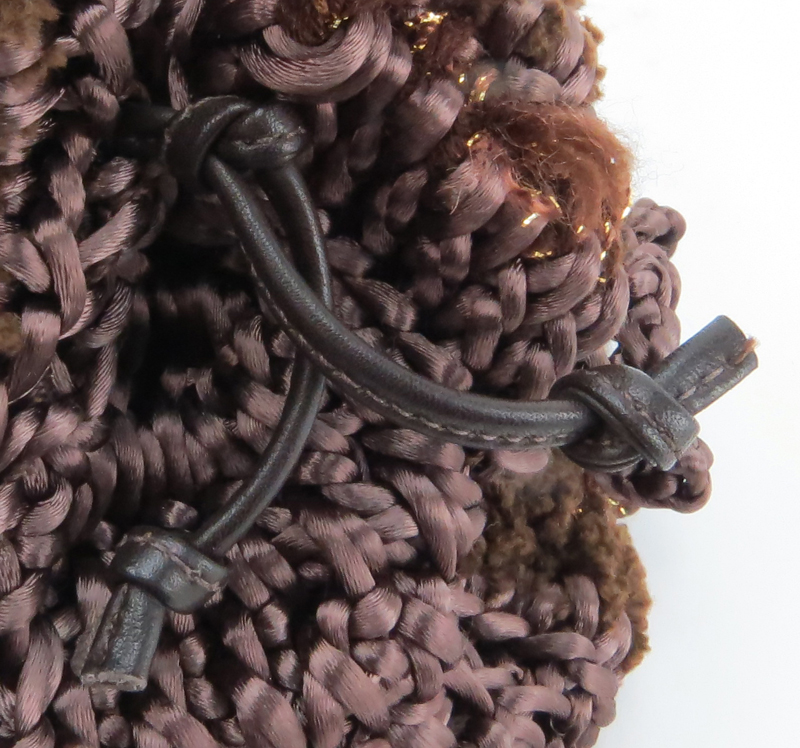 Carlos Falchi Brown "Fatto a Mano" Crocheted Bag. 