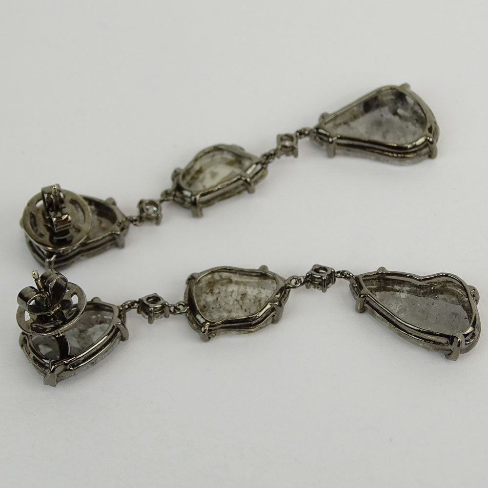 Approx. 11.80 Carat Diamond and 18 Karat White Gold Chandelier Earrings.