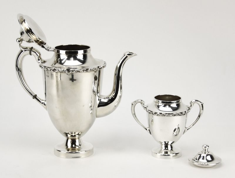 Five (5) Pc. Juventino Lopez  Reyers Art Nouveau Sterling Silver Tea Set.