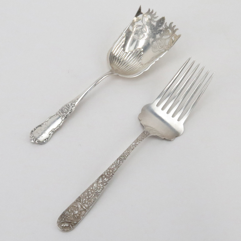 Grouping of Two (2) Repousse Sterling Silver Tableware.
